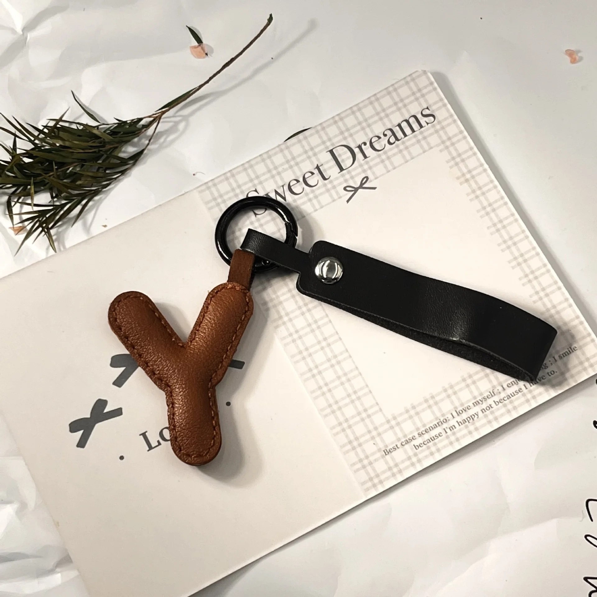 Darling Vegan Leather Initial Keychain