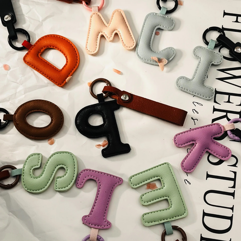 Darling Vegan Leather Initial Keychain