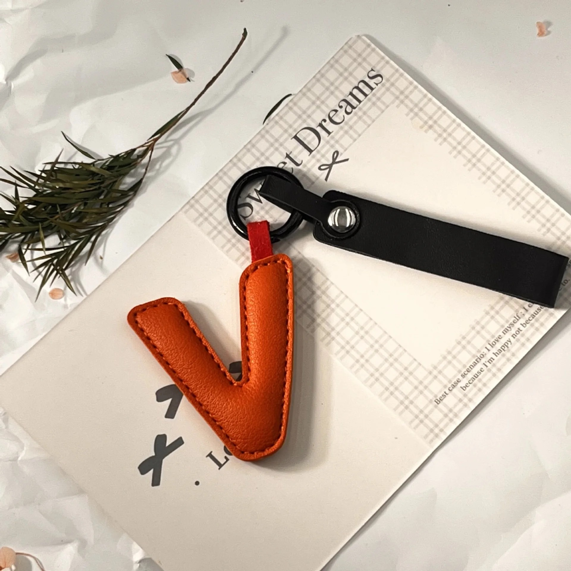 Darling Vegan Leather Initial Keychain