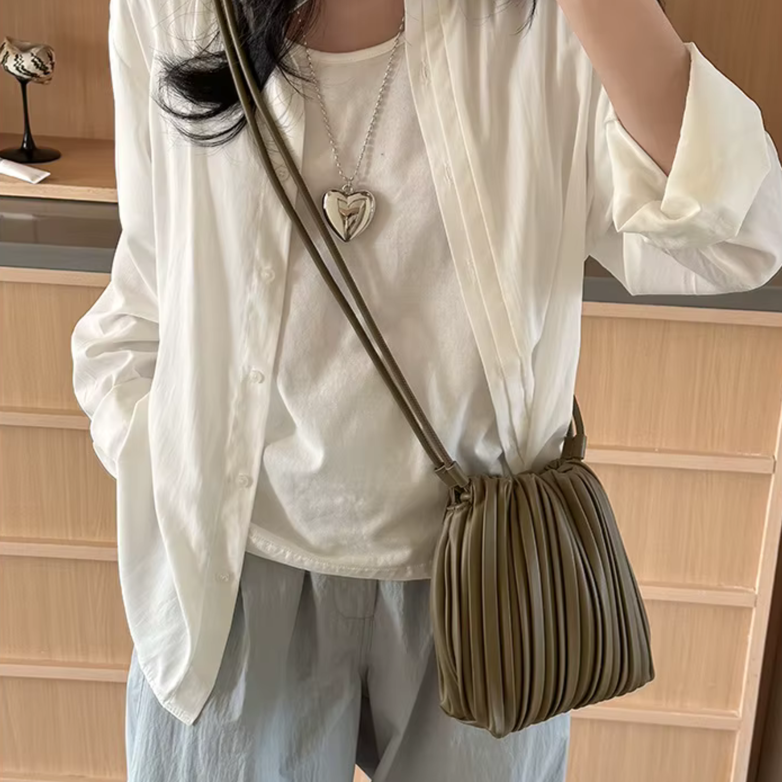 Pleated Nori Crossbody