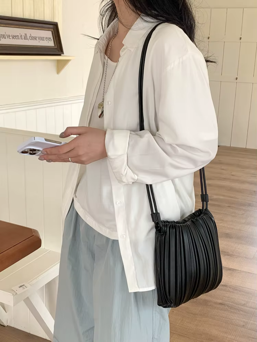 Pleated Nori Crossbody