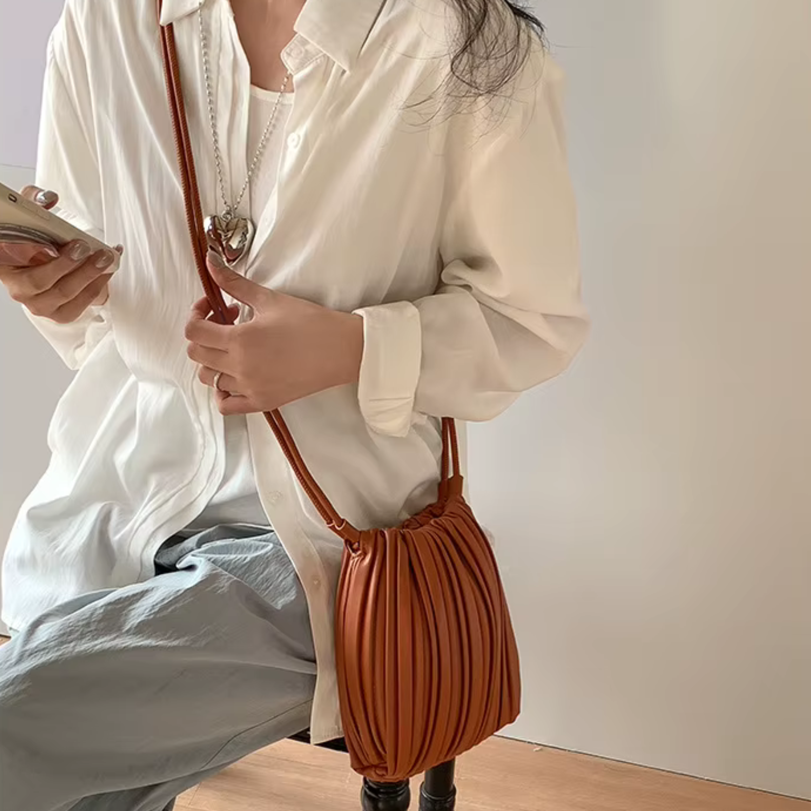 Pleated Nori Crossbody