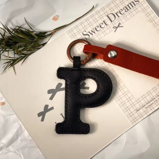 Darling Vegan Leather Initial Keychain