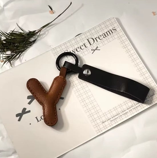 Darling Vegan Leather Initial Keychain