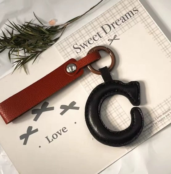 Darling Vegan Leather Initial Keychain