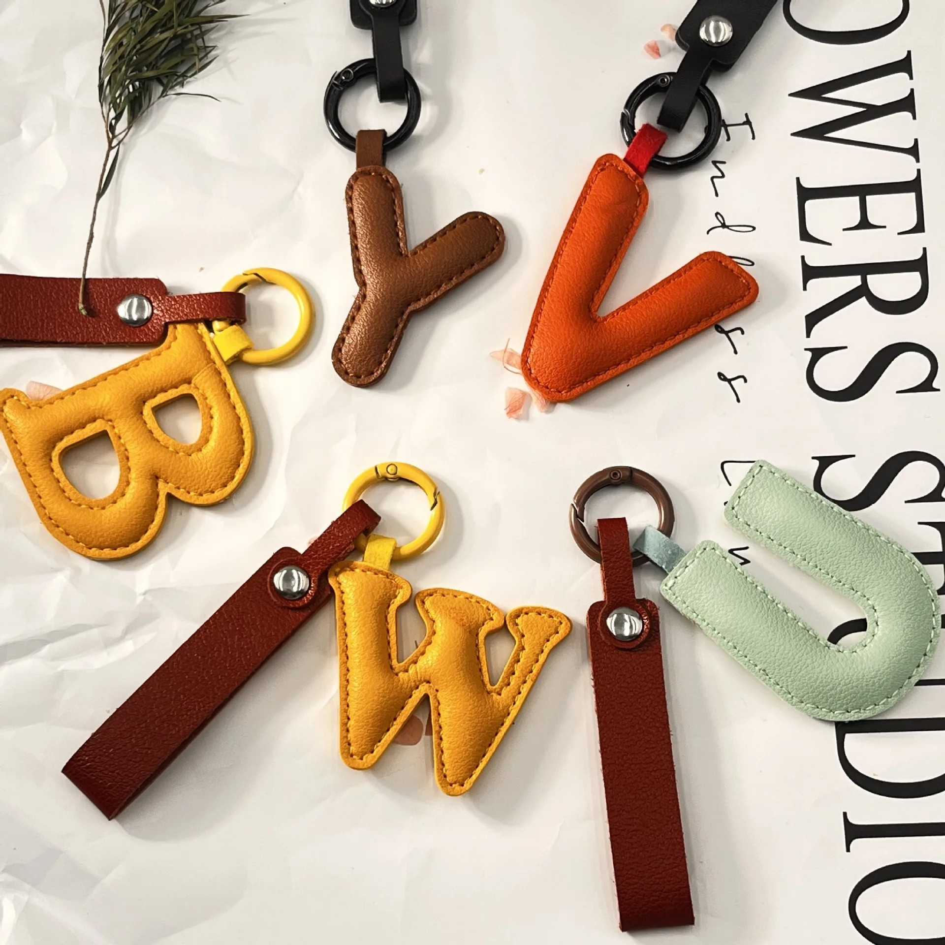 Darling Vegan Leather Initial Keychain