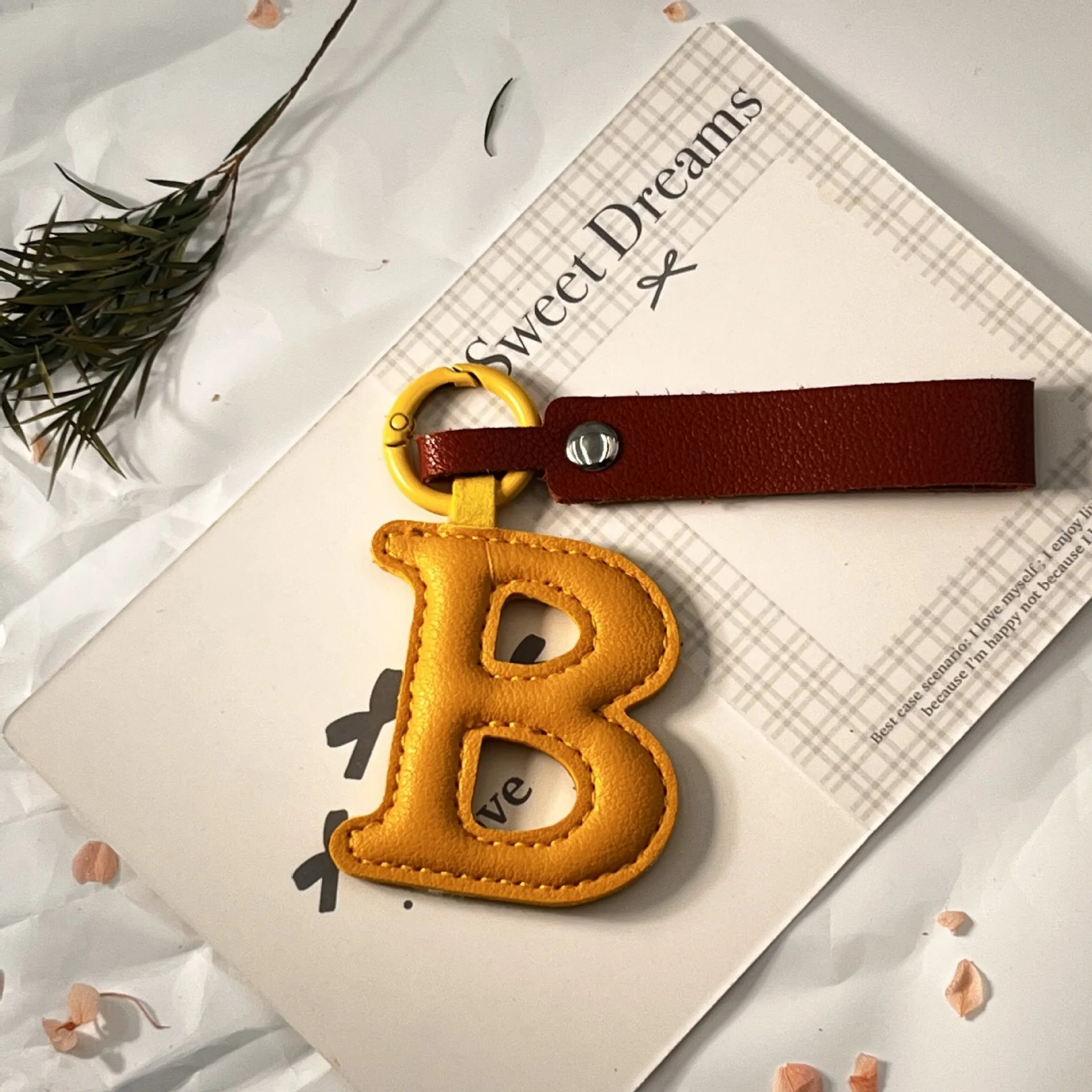 Darling Vegan Leather Initial Keychain