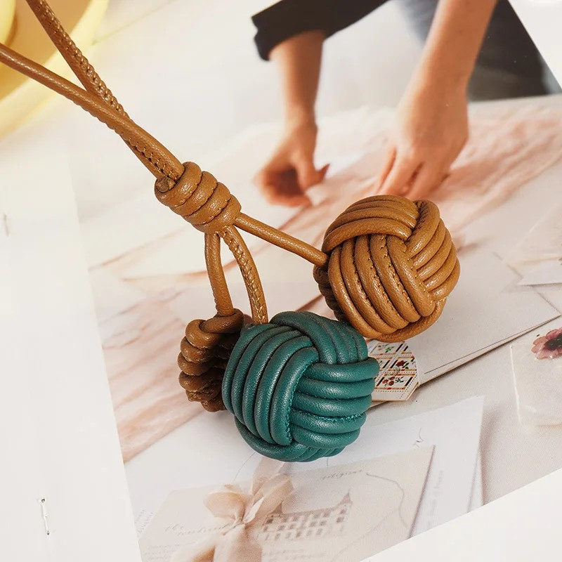Klein Braided Leather Bag Charm