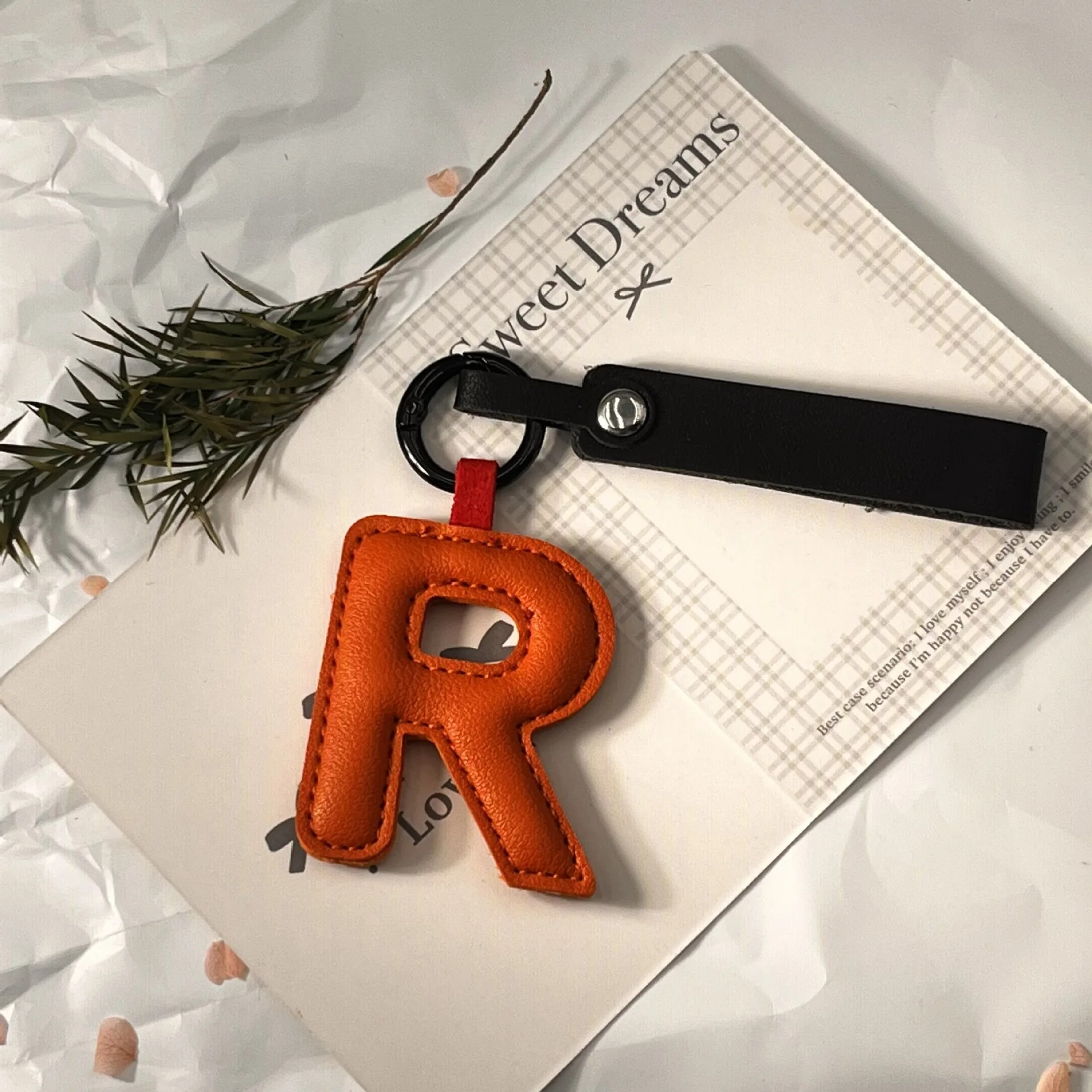 Darling Vegan Leather Initial Keychain